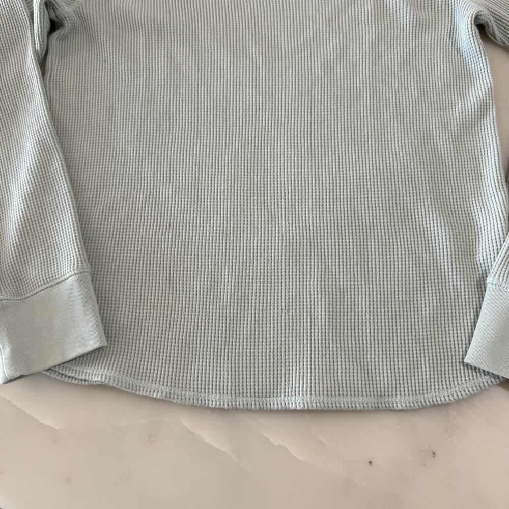 Uniqlo Waffle Knit Thermal Long Sleeve Shirt Women’s L Sage Green Crew Neck - Picture 7 of 9